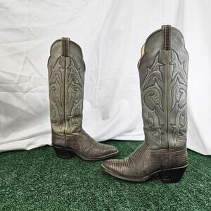 Hondo Cowgirl Tall Boots 6 B Exotic Lizard Leather Western Boot Great Condition